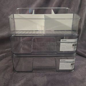 Stackable bin with 2 drawers